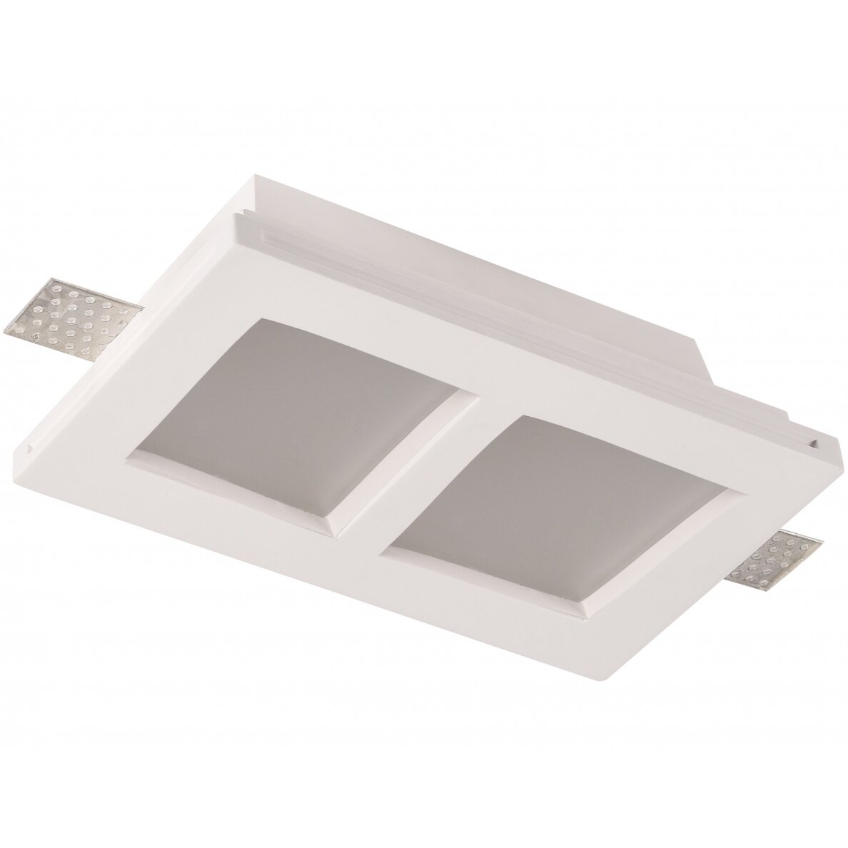LED Ceiling Fitting, Square, Gypsum, Frosted Glass, 2 Sockets