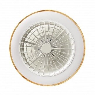 LED Fan Ceiling 36W, 3CCT, White/Wood, Remote Control