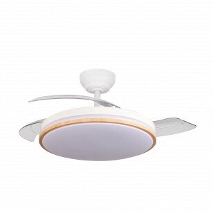 LED Fan Ceiling 30W, 3CCT, White/Wood, Remote Control