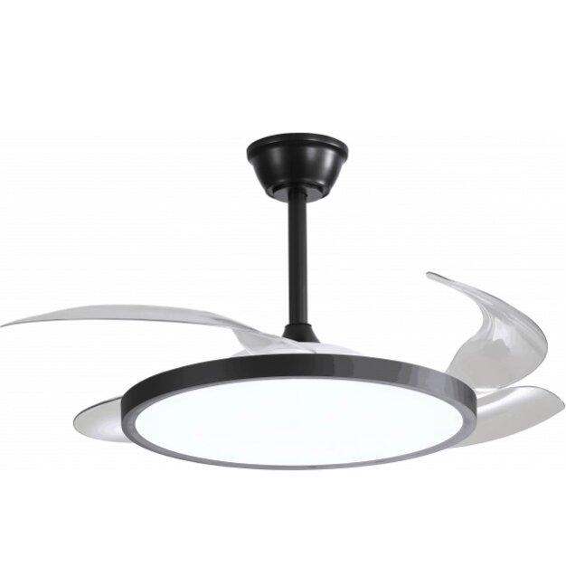 LED Fan Ceiling, 36W, CCT, Black, Slim, Remote Control