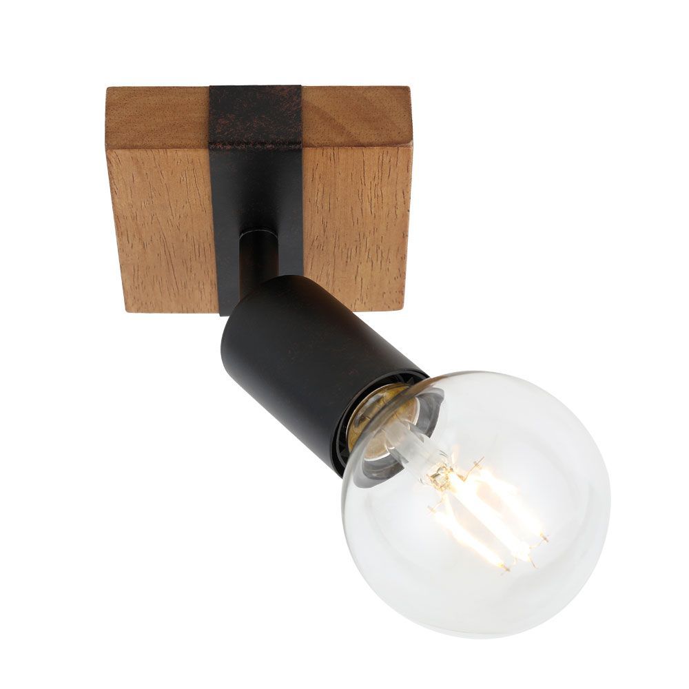 Ceiling spotlight SP746-1SQ LORENZO ∙ wood+black ∙ 1хЕ27