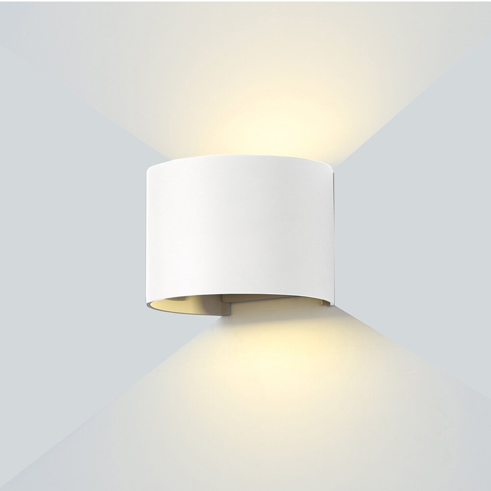 LED Wall Light, White, Round, Adjustable Beam, 6W, Warm Light