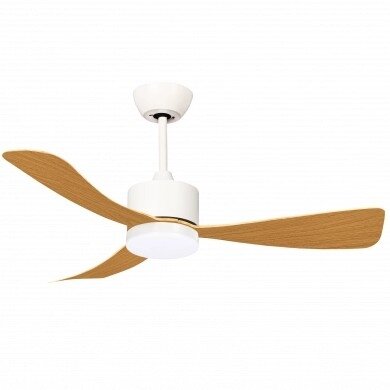 LED Fan Ceiling 18W, 3CCT, White/Wood, Remote Control
