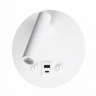 LED Wall Light, 8W, ON/OFF-Switch, USB, White, Warm Light