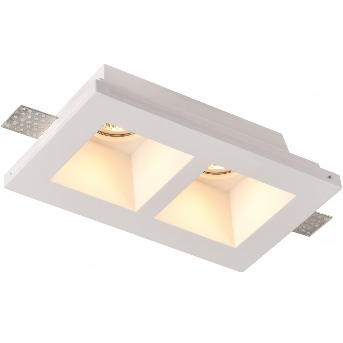 LED Ceiling Fitting, Square, Gypsum, 2 Sockets