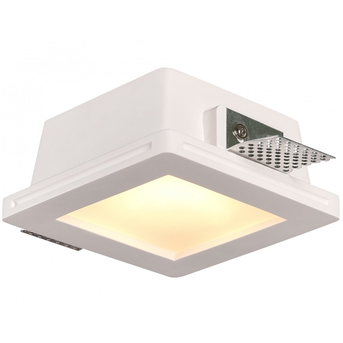 LED Ceiling Fitting, Square, Gypsum, Frosted Glass, 1 Socket